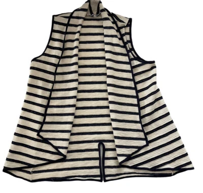 Chaqueta Chaleco Waverly Gris Liberante Largo Sin Mangas Rayas Tejido Para Mujer Talla M Foto 1 de 4