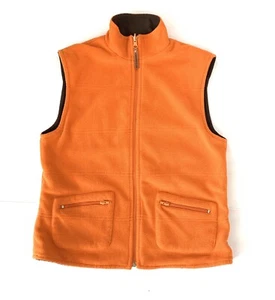 Suzanne Grae Reversible Full Zipper Vest Multiple Pockets Orange & Brown Size 8 - Picture 1 of 8