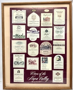 Wines of Napa Valley Series One Collector Poster Wine Labels Wooden Frame 23X29 - Picture 1 of 10
