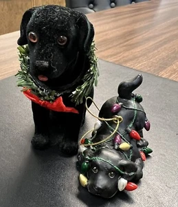 Black Labrador Retrievers | Adornos de Navidad | Cachorro y Luces | Cabeza Bobble - Imagen 1 de 15