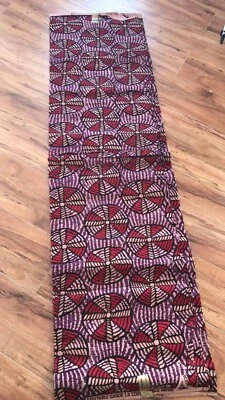 Paksa West Africa Burgundy Pink Tan Cotton Fabric 12  Yards NEW Waxhaus NEW - Image 1 of 3