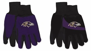 NWT NFL Baltimore Ravens No Slip Gripper Palm Utility Work Gardening Gloves NEW! - Picture 1 of 3