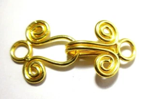 4 SET 40X20MM SOLID COPPER BALI TOGGLE CLASP 18K GOLD PLATED 195 RR - Picture 1 of 3