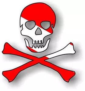 Sticker decal vinyl car bike bumper pirate dive scuba skull - Bild 1 von 1