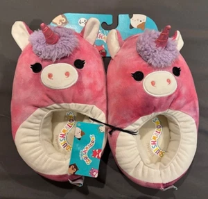 Squishmallows Kids Girls Lola the Unicorn Plush Slippers Berry Purple XL (4-5) - Picture 1 of 6