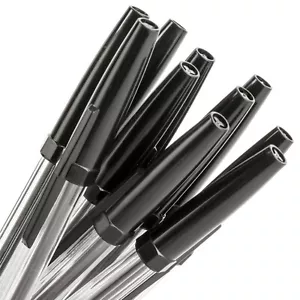 PACK OF 16 BLACK BIRO PENS Lidded Ballpoint Fine Nib Jotter School/Work/Office - Picture 1 of 3