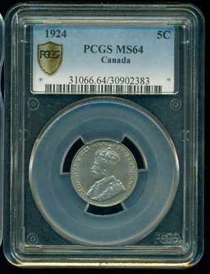 1924 Canada King George V Five Cent PCGS MS64 - Image 1 of 4