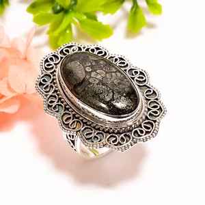 Marcasite Agate Vintage Handmade 925 Sterling Silver Ring 9.25 US RG-4750 - Picture 1 of 6