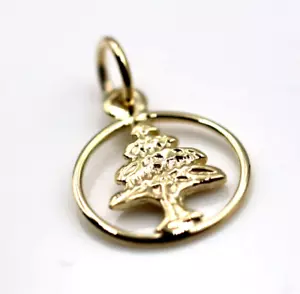 Genuine 9ct Yellow Gold Small Cedar Tree of Lebanon Pendant / Charm - Bild 1 von 5