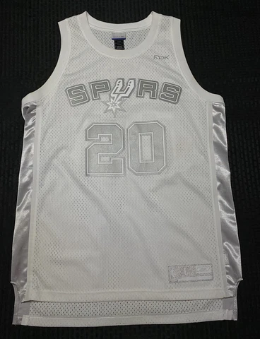 Manu Ginobili San Antonio Spurs Vintage Reebok Swingman Jersey Mens Large Silver Cover