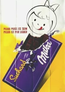 Original Vintage Poster SUCHARD MILKA SWISS CHOCOLATE GIRL um 1950 - Bild 1 von 1