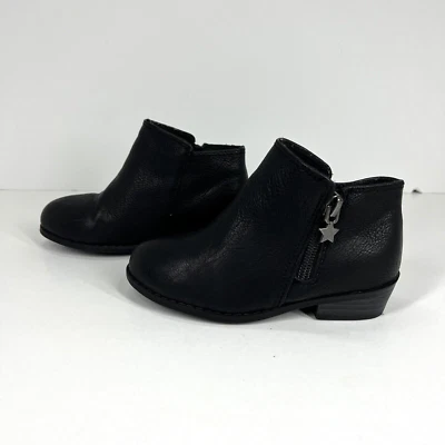 Childrens Place Boots Girls 9 Black Short Zip Up Booties Star Zipper - Image 1 of 4