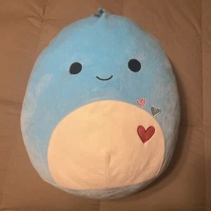 Squishmallow Ben The Dinosaur Teal Blue 16" Plush W/ Hearts - Bild 1 von 4