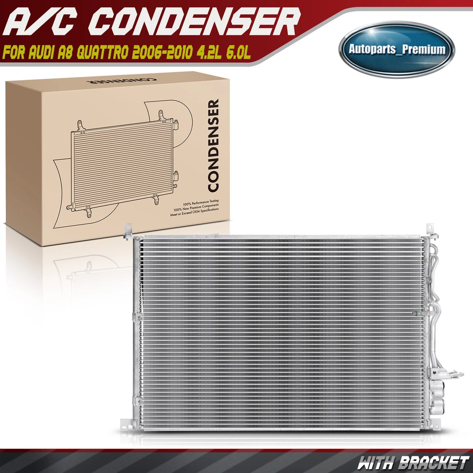 Condensador de aire acondicionado con soporte para Audi A8 Quattro 2006 2007 2008 2009 2010 4,2 L 6,0 L Foto 1 de 4