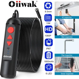 Oiiwak 8.5mm Endoscope Inspection Camera Borescopes LED Adjustable 15M/49.21FT - Picture 1 of 12