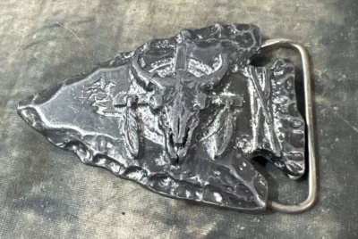 De colección Siskiyou Vaquero Ganado Longhorn Peltre 3D Hebilla de Cinturón 1988 B-85 Foto 1 de 4