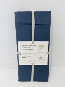 ZARA Kissenbezug Blau Grau 100% Baumwolle Perkal Paar - Bild 1 von 2