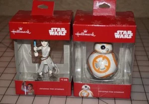 2016 Hallmark Disney STAR WARS REY AND BB8 Christmas Ornaments New! - Picture 1 of 1
