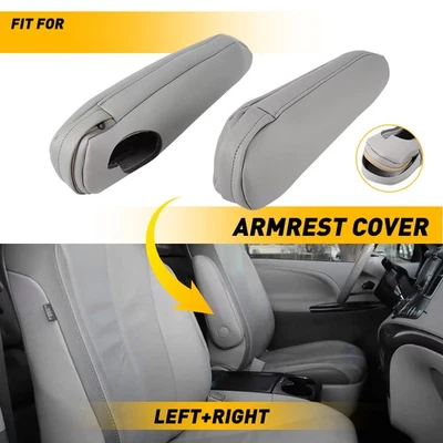 Par de fundas de asiento de cuero para reposabrazos delantero izquierdo derecho para Toyota Sienna 2011-2017 Foto 1 de 4
