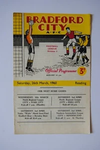 1959-60 Bradford City v Reading Football Programme 26 March 1960 - Picture 1 of 6
