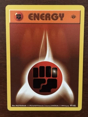 Pokémon TCG Fighting Energy Base Set 1st Edition Shadowless Card 97/102 LP - Image 1 of 4