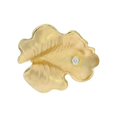 Goldene Brosche Second Hand mit Zirkonia Gold 333 25324363 getragen - Bild 1 von 3