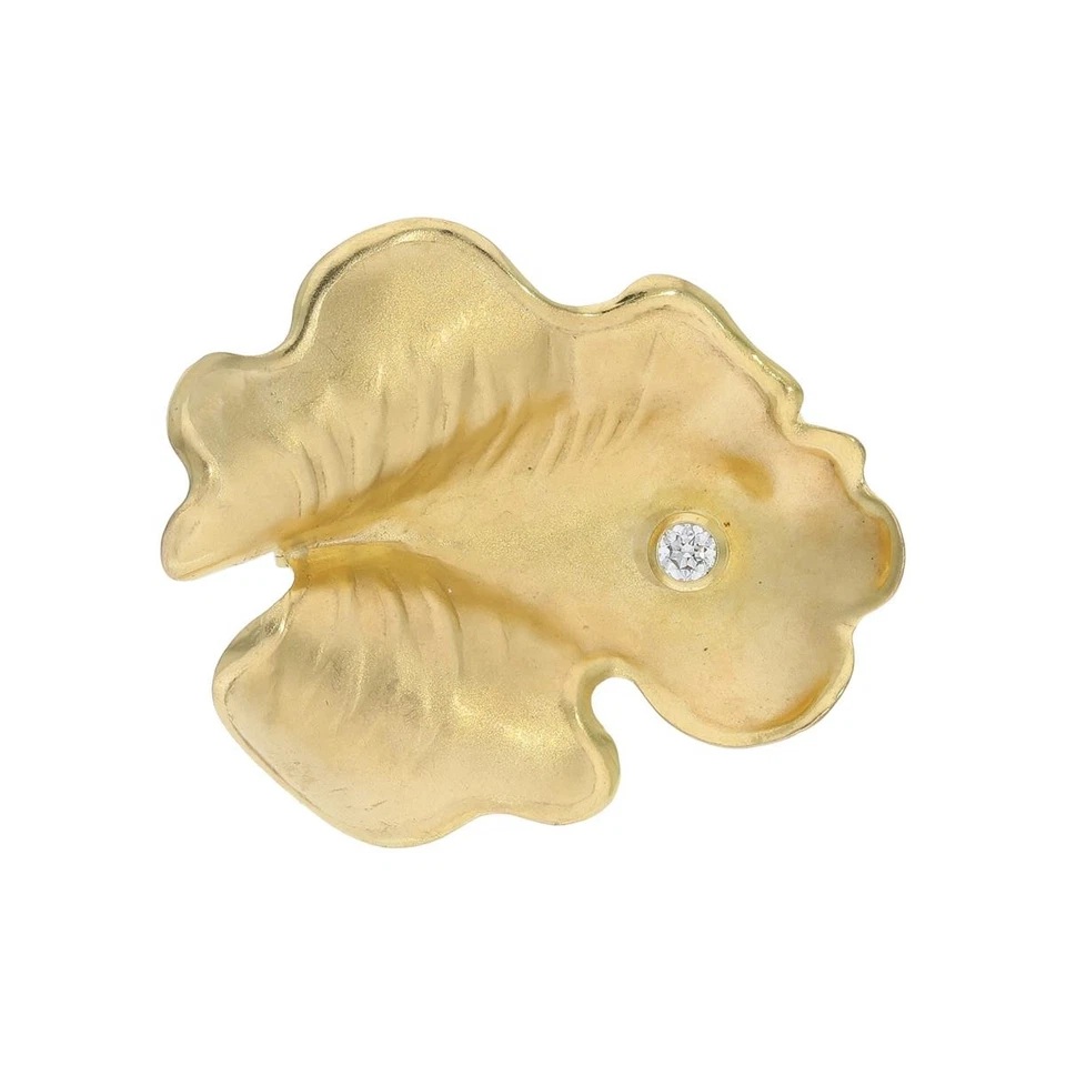 Goldene Brosche Second Hand mit Zirkonia Gold 333 25324363 getragen - Bild 1 von 3