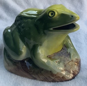 Rana/Sapo Verde Cerámica Vintage 10cm Alto 11cm x 13.5cm Base - Imagen 1 de 9