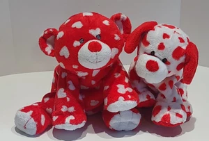Ty Pluffies 2010-2011 VALENTINE Red White Heart Dogs 100% TyLux Machine Washable - Picture 1 of 8
