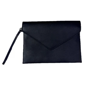 Carlos by Carlos Santana Black Envelope Clutch Wristlet Vegan Faux Leather OS - Picture 1 of 7