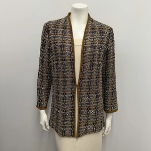 Chaqueta Tejida Misook INCREÍBLE Diseño y Tela Azul Dorado Marrón Negro Beige Talla L - Imagen 1 de 6