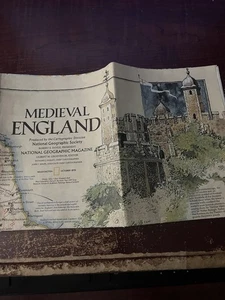 National Geographic Medieval England Map 1979 - Bild 1 von 7