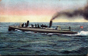 TORPEDO BOAT CUSHING POSTCARD 1910 Crew on Deck - Picture 1 of 2