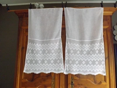 paire de rideaux, 86 cm X 48 cm chaque, ancien - Photo 1/4