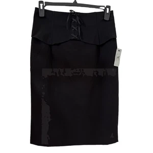 Worthington Pencil Skirt Corset Waist Black Retro 80s Split Back Lined Sz 10 NWT - Picture 1 of 8