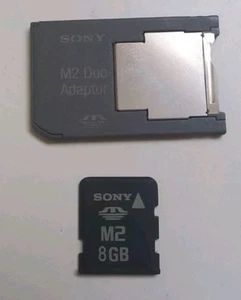 Sony 8gb Memory Stick Micro (M2) w/ Sony Memory Stick Pro Duo Adapter - Picture 1 of 3