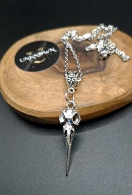 Cuervo Vikingo Cuervo Pájaro Calavera Colgante Collar Nórdico Pagano, Joyería Alternativa Foto 1 de 4