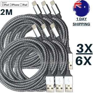 3/6Pack 2M USB Charger Cable Lot For iPad iPhone 12 11 8 7 6 Charging Cord Bulk - Picture 1 of 10
