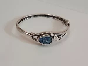 MOSAIC OPAL Doublet Sterling Silver Bangle Hinged 7" Bracelet 17.73g - Picture 1 of 13