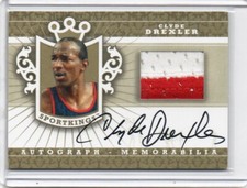 2013 Sportkings Series F CLYDE DREXLER Auto Autograph Jersey Patch Card Gold /10