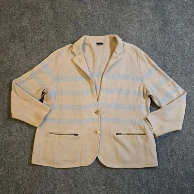 Talbots Cardigan Womens 2X Beige Blazer Sweater Striped Button Pockets Career - Image 1 of 4