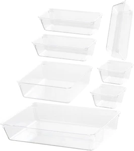 Drawer Organizer,7 Pcs Clear Drawer Organizers Set,4 Size Versatile Bathroom and - Picture 1 of 7