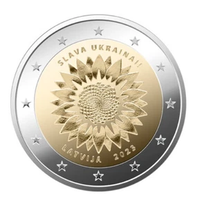 LETONIA 2 euro 2023 S/C GIRASOL DE UCRANIA - SLAVA UKRAINA - Imagen 1 de 1