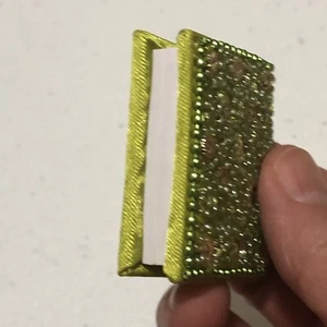 Vintage Miniature Dollhouse Notebook Beaded Fabric Cover Green Handmade India - Picture 1 of 12