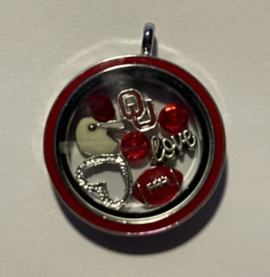Oklahoma Sooners NCAA Memory Charm Locket w/ 22 IN chain NEW - Image 1 of 3
