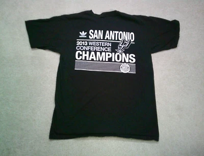 San Antonio Spurs T Shirt Men Medium Black Adidas 2013 Western Conference - Image 1 of 4