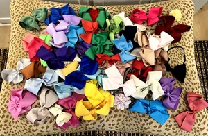Huge Lot of Girls Hair Bows and Headbands Multicolored  - Picture 1 of 6