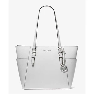 Bolso de Mano Michael Kors Charlotte Grande Cuero Saffiano Cremallera Superior Blanco Óptico 35F0S - Imagen 1 de 8