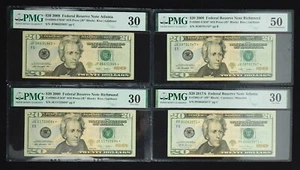 PMG FRN $20 *Star Notes: 2009 AU50 Stamp Ink, (2) 2009 VF30, 2017A VF30 C2063 - Picture 1 of 2
