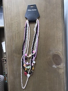 Urban Outfitters Multi Layered Six Strand Beaded Necklace RRP £22 - Picture 1 of 4
